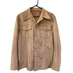 Vintage Brooks Brothers Faux Suede Shirt Jacket Shacket Button Coat Unisex 38/M